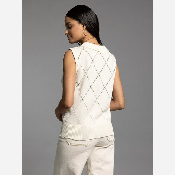 Preppy Cream Polo Sweater Vest Top - Picture 4 of 8